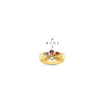 14K 6 Synthetic Stone Family Ring view