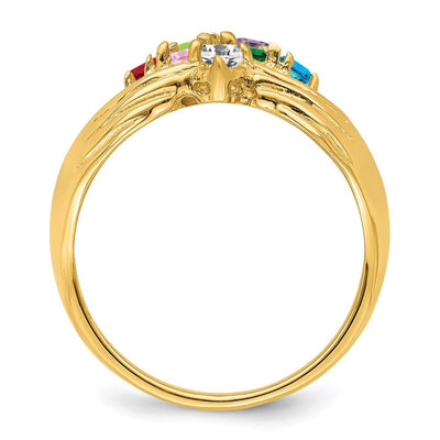 14K 7 Synthetic Stone Family Ring
