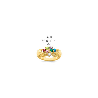 14K 7 Synthetic Stone Family Ring