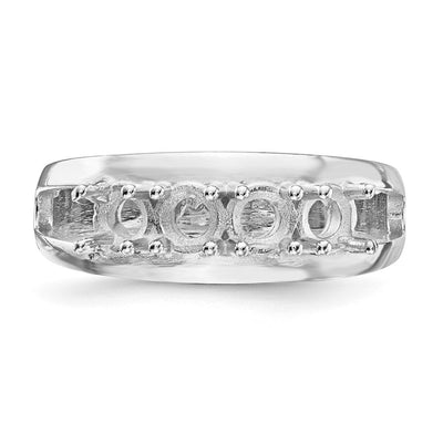 14K White Gold Polished 4-Stone Mothers Ring Mounting