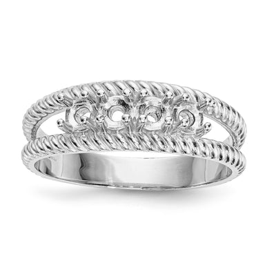 14K White Gold Polished 4-Stone Mothers Ring Mounting