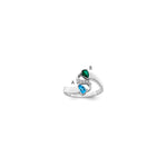 Sterling Silver Rhodium-plated Synthetic Stones & Diamond Couple Ring view 3