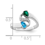 Sterling Silver Rhodium-plated Synthetic Stones & Diamond Couple Ring view 6