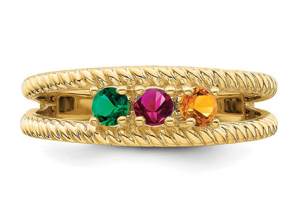 14K Genuine 3 Stone Mother's Ring