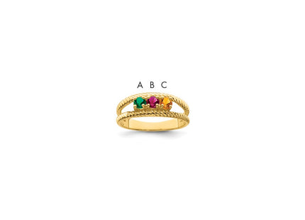 14K Genuine 3 Stone Mother's Ring
