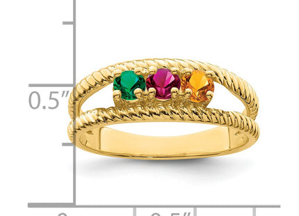 14K Genuine 3 Stone Mother's Ring