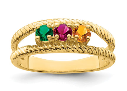 14K Genuine 3 Stone Mother's Ring