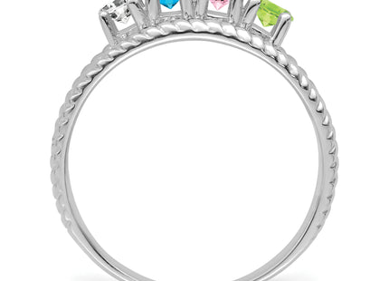 14k White Gold Polished 4-Stone Mothers Ring Mounting
