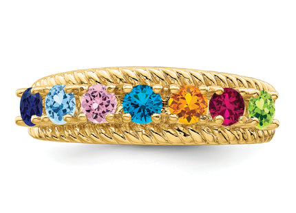 14k Polished 7-Stone Mothers Ring Mounting