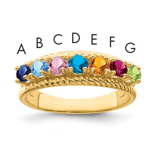 14k Polished 7-Stone Mothers Ring Mounting