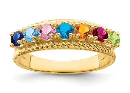 14k Polished 7-Stone Mothers Ring Mounting