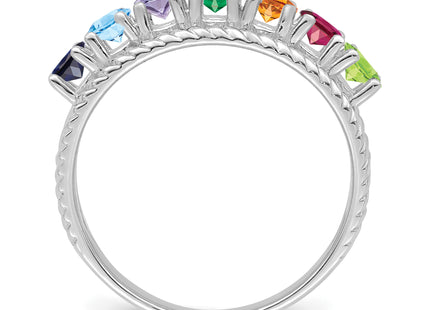 14k White Gold Polished 7-Stone Mothers Ring Mounting