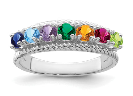 14k White Gold Polished 7-Stone Mothers Ring Mounting