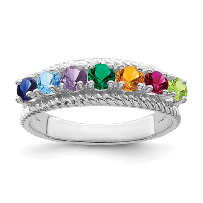 14K White Gold Polished 7-Stone Mothers Ring Mounting