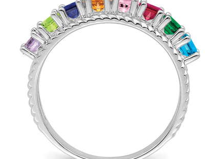 14k White Gold Polished 8-Stone Mothers Ring Mounting