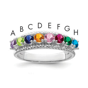 14k White Gold Polished 8-Stone Mothers Ring Mounting