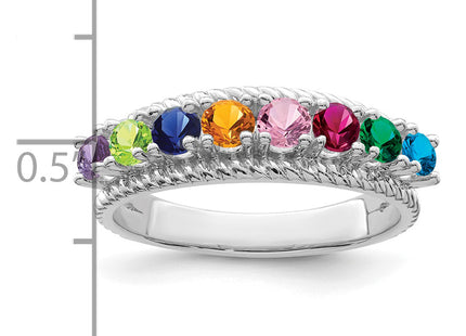 14k White Gold Polished 8-Stone Mothers Ring Mounting