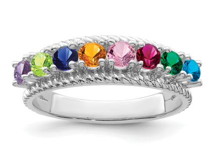 14k White Gold Polished 8-Stone Mothers Ring Mounting