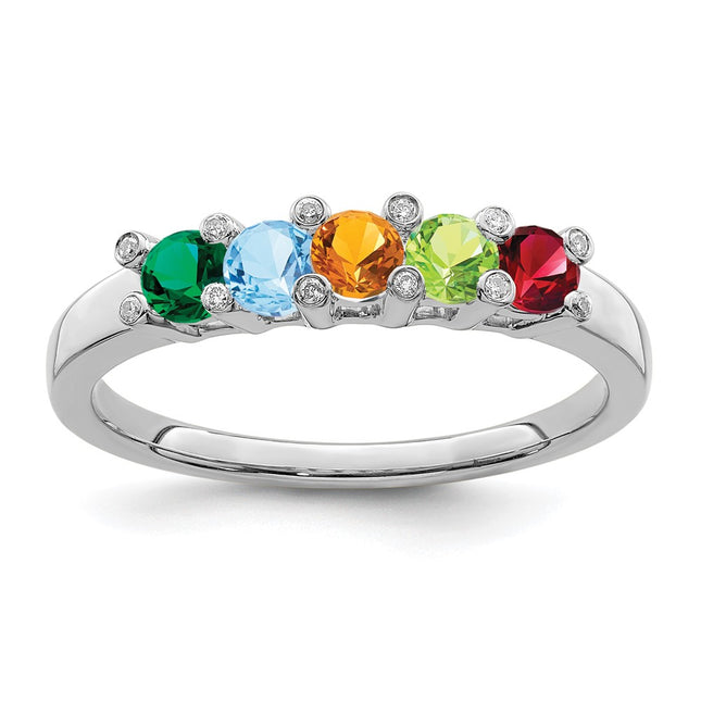 14K white gold diamond family ring, alternate view