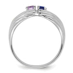 14K White Gold 2 Genuine Stone Family Ring view