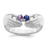 14K White Gold 2 Genuine Stone Family Ring view