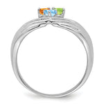 14K White Gold 3 Genuine Stone Family Ring view