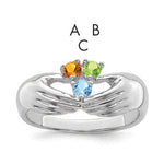 14K White Gold 3 Genuine Stone Family Ring view