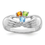 14K White Gold 3 Genuine Stone Family Ring view