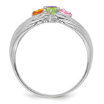 14K White Gold 4 Genuine Stone Family Ring view