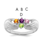 14K White Gold 4 Genuine Stone Family Ring view