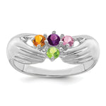 14K White Gold 4 Genuine Stone Family Ring view