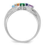 14K White Gold 5 Genuine Stone Family Ring view