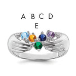 14K White Gold 5 Genuine Stone Family Ring view