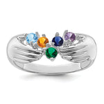 14K White Gold 5 Genuine Stone Family Ring view
