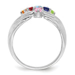 14K White Gold 6 Genuine Stone Family Ring view