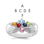 14K White Gold 6 Genuine Stone Family Ring view