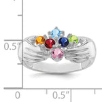 14K White Gold 6 Genuine Stone Family Ring view
