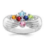 14K White Gold 6 Genuine Stone Family Ring view