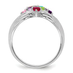 14K White Gold 7 Genuine Stone Family Ring view