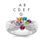 14K White Gold 7 Genuine Stone Family Ring view