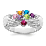 14K White Gold 7 Genuine Stone Family Ring view