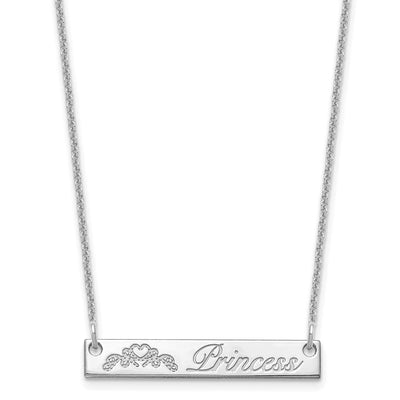 14K White Gold Small Customized Bar Necklace