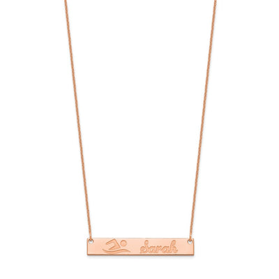14K Rose Gold Medium Customized Bar Necklace