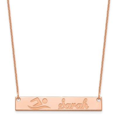 14K Rose Gold Medium Customized Bar Necklace