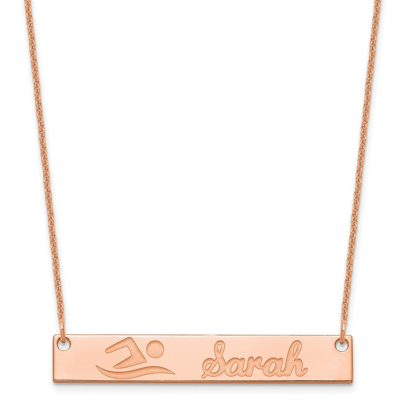 14K rose gold bar necklace