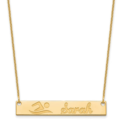 14K Yellow Gold Medium Customized Bar Necklace