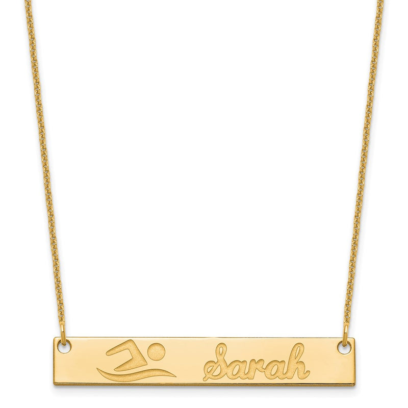 14K yellow gold bar necklace