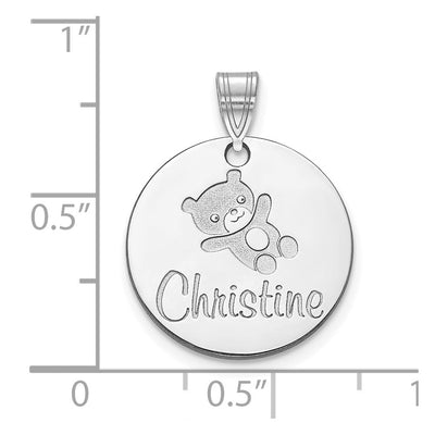 10K White Gold Small Customized Round Pendant
