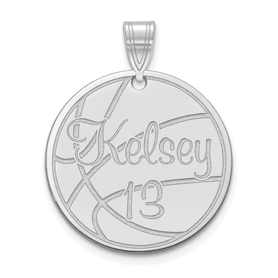 10K White Gold Medium Customized Round Pendant