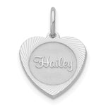 14K White Gold Small Heart Disc Name Charm view